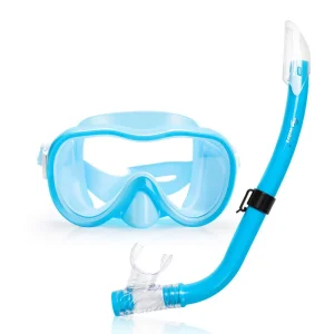 Children's Snorkel Set Soft Bite Semi-Dry Snorkel & Wide Anti-Fog Swim Goggles for Kids' Swimming & Snorkeling