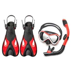 Children's Waterproof Diving Mask Set with Fins and Snorkel Customizable Color & Size Anti-Fog Tempered Glass Lenses