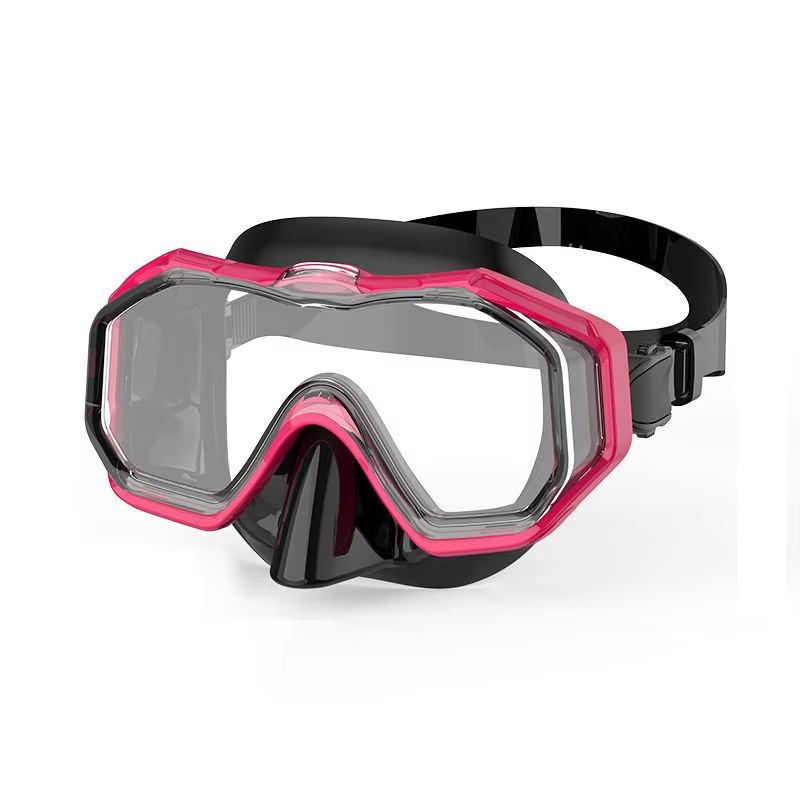 Material Triple Lens Diving Mask for Kids & Adults Waterproof Anti-Fog Adjustable 180° Wide View
